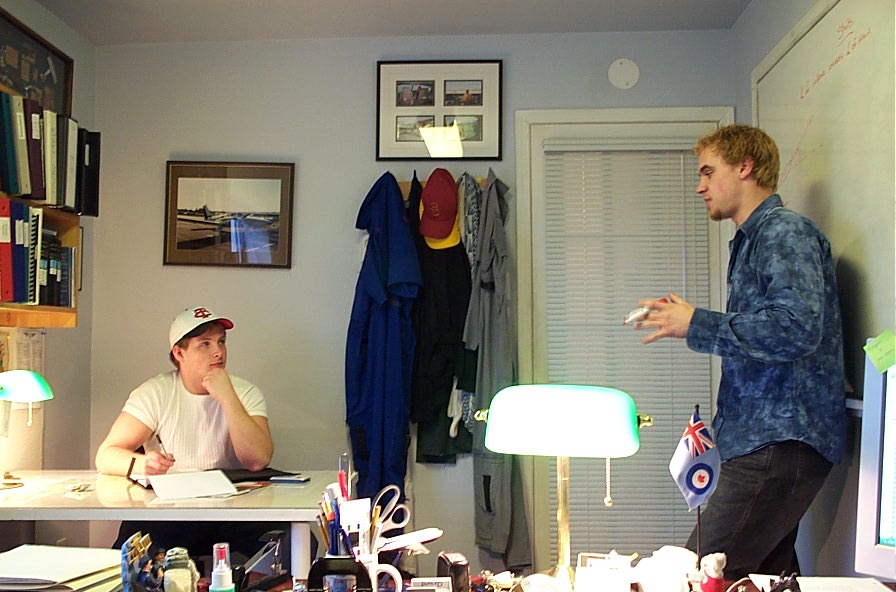 Elbert Ryhorchuk receives Preparatory Ground Instruction from Ryan Gahan. Both are now Airline Pilots. Langley Flying School.